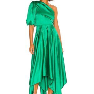 NWOT AMUR Puff Sleeve Silk Green Dress